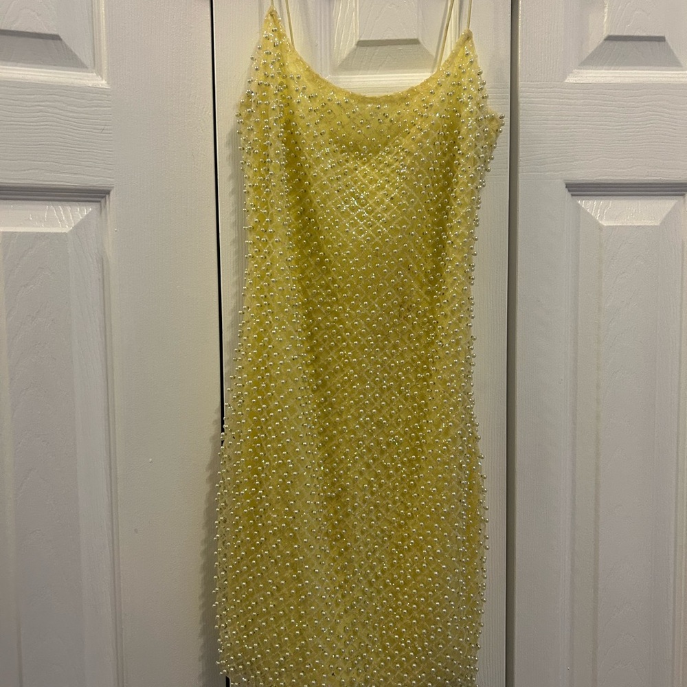 Oh Polly Yellow Embellished Dress